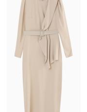 bej beli kemerli abiye