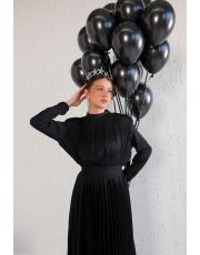 siyah piliseli saten elbise 2