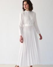 beyaz piliseli saten elbise 2