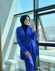 mor tüylü saten takım