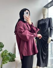 bordo kol aksesuarlı gömlek 2