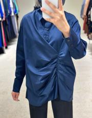 lacivert bel büzgülü gömlek 2