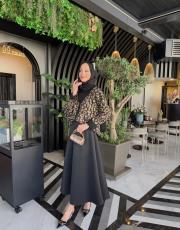 bej leopar triko hırka