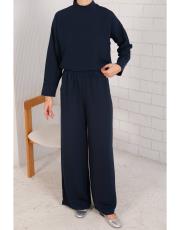 lacivert krep pantolon