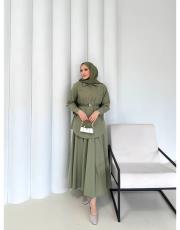 haki poplin etekli takım