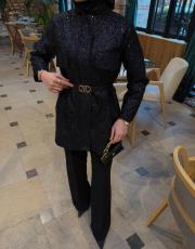 siyah kemerli payet ceket 3