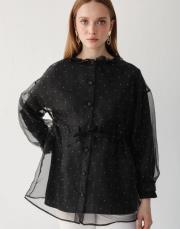 siyah taşlı organze kap