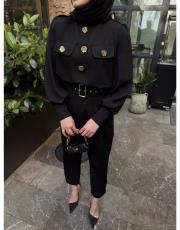 siyah düğme detaylı takım 3