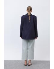 lacivert keten blazer ceket 2