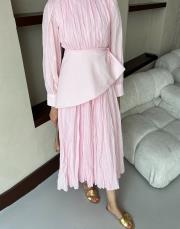 pembe vual kuşaklı elbise 2