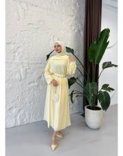 sarı şal yaka etekli takım