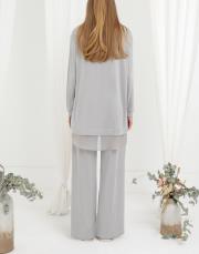 gri şifon detaylı oysho takım 3