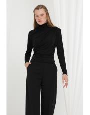 siyah simli drape bluz