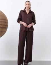 bordo saten kraş pantolon