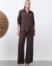 kahve saten kraş pantolon