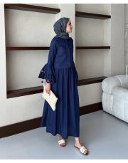 lacivert kol nakışlı takım 3