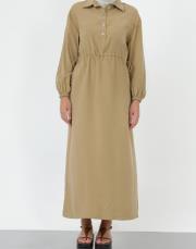 yağ yeşili çıtçıt modal elbise