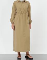 yağ yeşili çıtçıt modal elbise 2