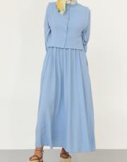 mavi yelek detay elbise 2