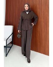 kahve modal gömlekli takım