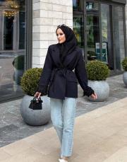 siyah tüylü astarlı ceket