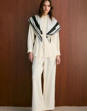 krem fular detaylı takım