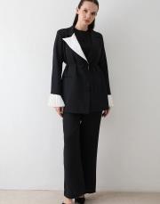 siyah kolu piliseli krep takım 2