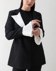 siyah kolu piliseli krep takım 4