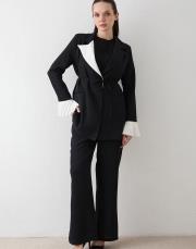 siyah kolu piliseli krep takım 5