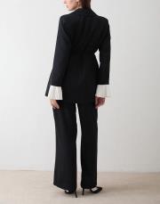 siyah kolu piliseli krep takım 6