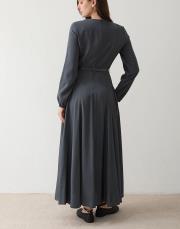 antrasit kemerli modal elbise 3