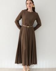 haki kemerli modal elbise 2
