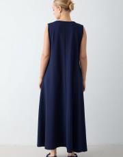 lacivert kolsuz modal elbise 2