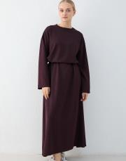 bordo basic modal elbise 2