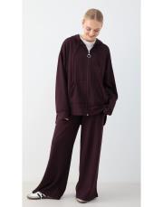 bordo kapüşonlu modal takım