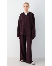 bordo kapüşonlu modal takım 2