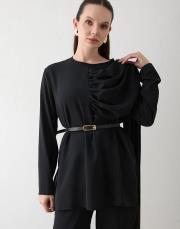 siyah kemerli şal detaylı takım