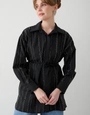 siyah taşlı poplin gömlek