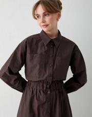 kahve çıtçıtlı elbise