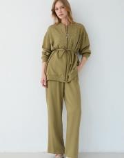 haki taşlı pantolonlu takım 2