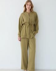 haki taşlı pantolonlu takım 3