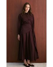 bordo bel detaylı etek takım