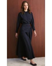 lacivert bel detaylı etek takım 2