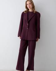 bordo oversize ceketli takım 2