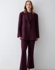 bordo oversize ceketli takım 3