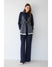 lacivert şal detaylı ceketli takım
