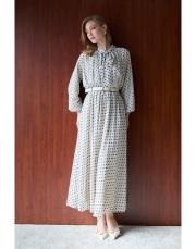 ekru puantiyeli elbise 2