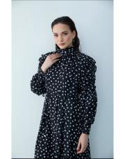 siyah şifon puantiye elbise 2