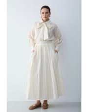 krem çizgili etek takım 2