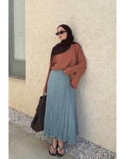 mavi şifon kraş etek